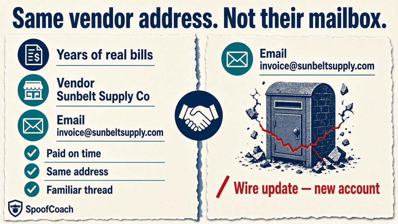 Trusted vendor email was taken over