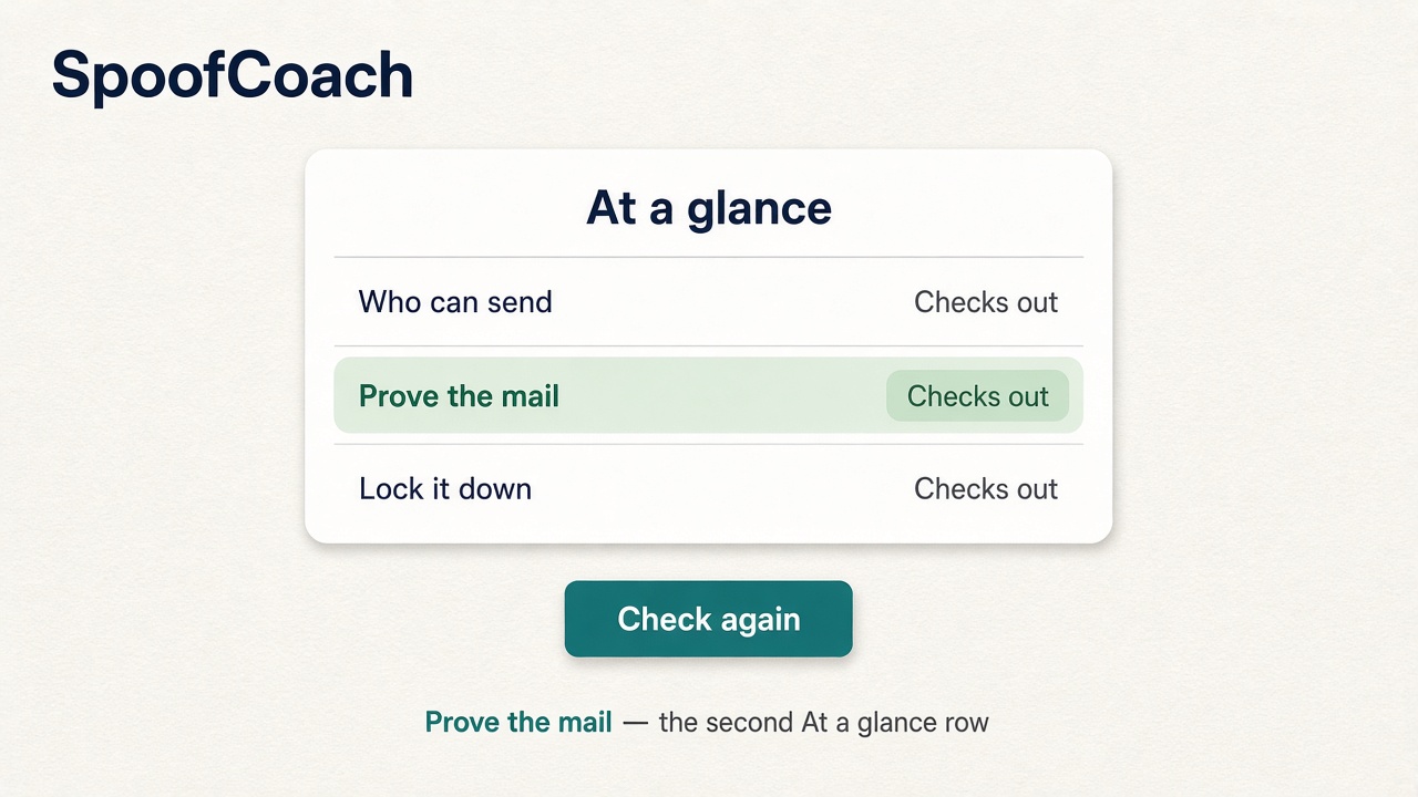 What does Prove the mail mean? — second At a glance row
